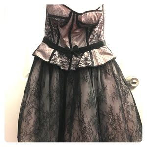 Betsey Johnson Pink with black lace dress
